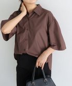 【ピエロ/Pierrot】の【アウトレットSALE!】襟付きフレアスリーブシャツ ブラウン|ID: prp329100003721444 ipo3291000000036043355