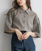 【ピエロ/Pierrot】の【アウトレットSALE!】襟付きフレアスリーブシャツ チェック|ID: prp329100003721444 ipo3291000000036043358