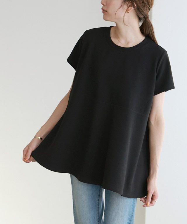 【ピエロ/Pierrot】のエンボスジャカードフレアトップス インテリア・キッズ・メンズ・レディースファッション・服の通販 founy(ファニー) 　ファッション　Fashion　レディースファッション　WOMEN　トップス・カットソー　Tops/Tshirt　シンプル　Simple　ジャカード　Jacquard　トレンド　Trend　フレア　Flare　プチプライス・低価格　Affordable　無地　Plain Color　ブラック|ID: prp329100003721509 ipo3291000000027767507