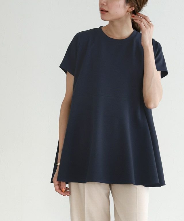 【ピエロ/Pierrot】のエンボスジャカードフレアトップス インテリア・キッズ・メンズ・レディースファッション・服の通販 founy(ファニー) 　ファッション　Fashion　レディースファッション　WOMEN　トップス・カットソー　Tops/Tshirt　シンプル　Simple　ジャカード　Jacquard　トレンド　Trend　フレア　Flare　プチプライス・低価格　Affordable　無地　Plain Color　ネイビー|ID: prp329100003721509 ipo3291000000027767514