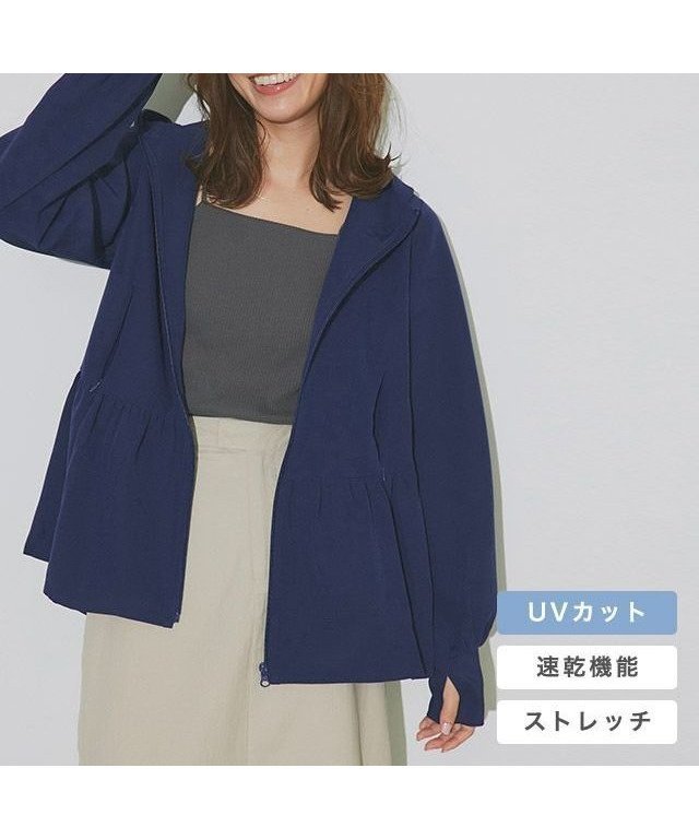 【ピエロ/Pierrot】の【ラッシュガード】フレアフーディ【UVカット】 インテリア・キッズ・メンズ・レディースファッション・服の通販 founy(ファニー) 　ファッション　Fashion　レディースファッション　Fashion for Women　トップス・カットソー　Cut & Sew Tops　ウォッシャブル　Machine Washable　フェミニン　Feminine, Girly　フレア　Flare, Flared　プチプライス・低価格　Affordable / Budget Price　ポケット　Pocket, Pocket Detail　メッシュ　Mesh, Net Fabric　夏　Summer　ネイビー|ID: prp329100003721538 ipo3291000000032872845