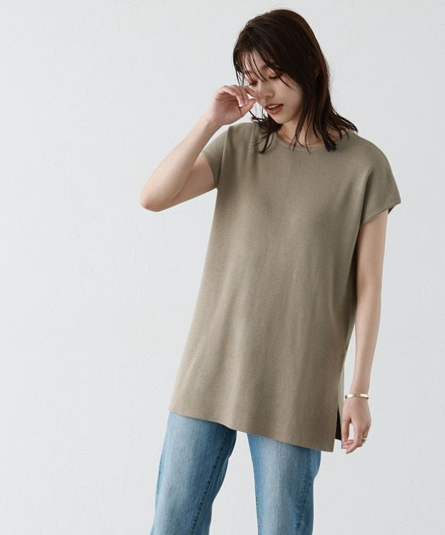 【ピエロ/Pierrot】の【アウトレットSALE!】フレンチスリーブニットチュニック インテリア・キッズ・メンズ・レディースファッション・服の通販 founy(ファニー) 　ファッション　Fashion　レディースファッション　Fashion for Women　トップス・カットソー　Cut & Sew Tops　ニット　Knit Tops & Sweaters　アウトレット　Outlet / Clearance　おすすめ　Recommended / Our Picks　シンプル　Simple, Minimal　プチプライス・低価格　Affordable / Budget Price　エレガント 上品　Elegant　グレージュ|ID: prp329100003721547 ipo3291000000036044612