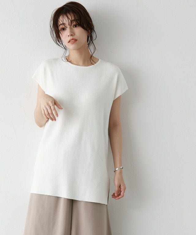【ピエロ/Pierrot】の【アウトレットSALE!】フレンチスリーブニットチュニック インテリア・キッズ・メンズ・レディースファッション・服の通販 founy(ファニー) 　ファッション　Fashion　レディースファッション　Fashion for Women　トップス・カットソー　Cut & Sew Tops　ニット　Knit Tops & Sweaters　アウトレット　Outlet / Clearance　おすすめ　Recommended / Our Picks　シンプル　Simple, Minimal　プチプライス・低価格　Affordable / Budget Price　エレガント 上品　Elegant　オフホワイト|ID: prp329100003721547 ipo3291000000036044614