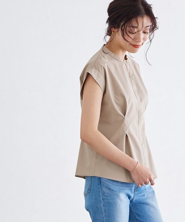 【ピエロ/Pierrot】のウエストタックフレンチブラウス インテリア・キッズ・メンズ・レディースファッション・服の通販 founy(ファニー) 　ファッション　Fashion　レディースファッション　Fashion for Women　トップス・カットソー　Cut & Sew Tops　シャツ・ブラウス・オフィスカジュアル　Elegant Blouses & Button-Ups　スリーブ　Sleeve, Long Sleeve / Short Sleeve　フレンチ　French, French Style　プチプライス・低価格　Affordable / Budget Price　ペプラム　Peplum, Flared Hem　ライトベージュ|ID: prp329100003721552 ipo3291000000028484145