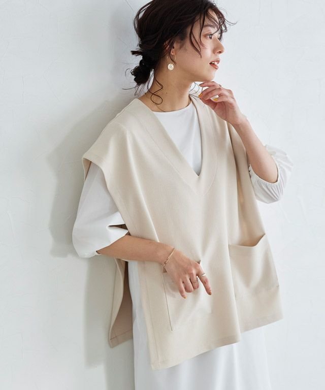 【ピエロ/Pierrot】のVネックフレンチスリーブベスト インテリア・キッズ・メンズ・レディースファッション・服の通販 founy(ファニー) 　ファッション　Fashion　レディースファッション　WOMEN　アウター　Coat Outerwear　トップス・カットソー　Tops/Tshirt　ベスト/ジレ　Gilets/Vests　Vネック　V-Neck　カットソー　Cut And Sew　ジョーゼット　Georgette　トレンド　Trend　プチプライス・低価格　Affordable　ベスト　Vest　ポケット　Pocket　Vネックフレンチスリーブベスト|ID: prp329100003721561 ipo3291000000032289104