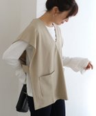 【ピエロ/Pierrot】のVネックフレンチスリーブベスト 157cm / グレージュ / M|ID: prp329100003721561 ipo3291000000032289105