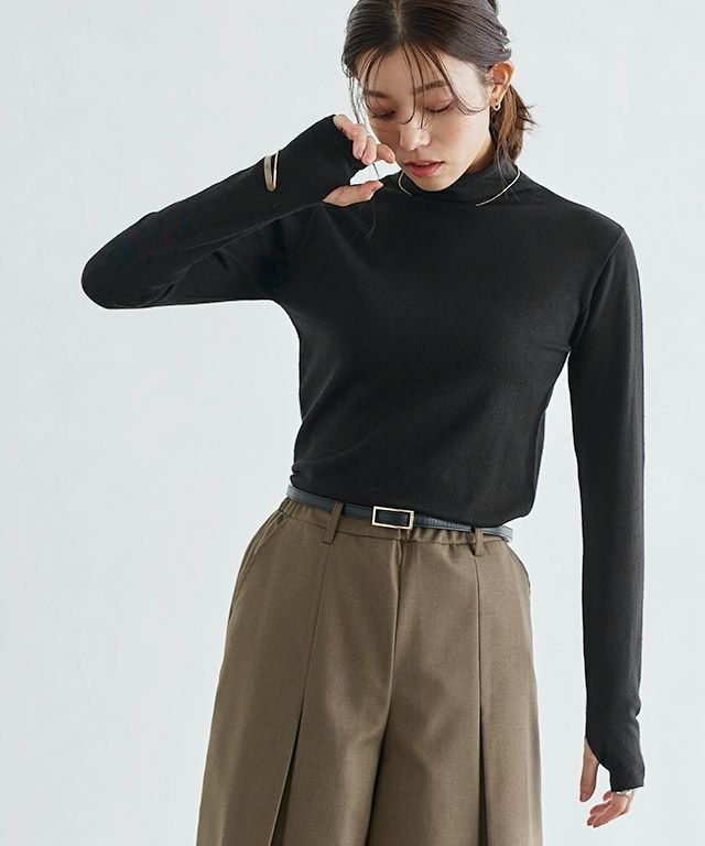 【ピエロ/Pierrot】のハイネック指穴ニット インテリア・キッズ・メンズ・レディースファッション・服の通販 founy(ファニー) 　ファッション　Fashion　レディースファッション　WOMEN　トップス・カットソー　Tops/Tshirt　ニット　Knit Tops　インナー　Inner　シンプル　Simple　ハイネック　High Neck　プチプライス・低価格　Affordable　ベスト　Vest　ブラック|ID: prp329100003783088 ipo3291000000024929540