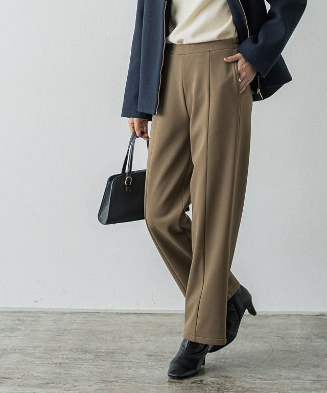 【ピエロ/Pierrot】のペアスキンベロアセンターシームストレートパンツ インテリア・キッズ・メンズ・レディースファッション・服の通販 founy(ファニー) 　ファッション　Fashion　レディースファッション　Fashion for Women　パンツ　Pants & Trousers　おすすめ　Recommended / Our Picks　ジョーゼット　Georgette, Semi-Sheer Fabric　ストレート　Straight, Straight Cut　プチプライス・低価格　Affordable / Budget Price　ベロア　Velour, Soft Velvet　楽ちん　Easy Fit, Comfortable　モカベージュ|ID: prp329100003783133 ipo3291000000035935574