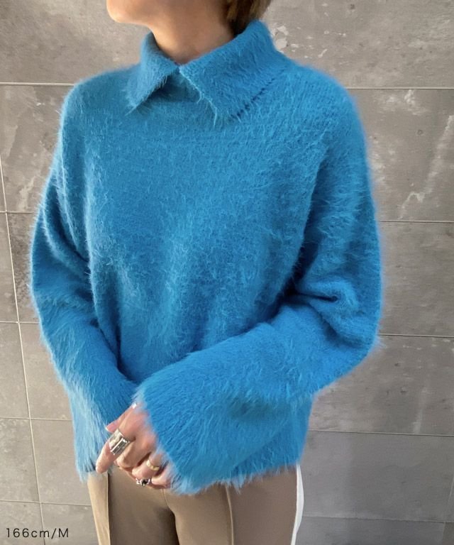 【ピエロ/Pierrot】のRASW フェザーヤーンラペルニット インテリア・キッズ・メンズ・レディースファッション・服の通販 founy(ファニー) 　ファッション　Fashion　レディースファッション　Fashion for Women　トップス・カットソー　Cut & Sew Tops　ニット　Knit Tops & Sweaters　クロップド　Cropped, Short Length　コンパクト　Compact, Small Size　スリーブ　Sleeve, Long Sleeve / Short Sleeve　トレンド　Trend, Trending Now　バランス　Balance, Style Balance　フェザー　Feather, Feather Detail　プチプライス・低価格　Affordable / Budget Price　ワイド　Wide, Wide Fit　ブルー|ID: prp329100003783160 ipo3291000000035807963