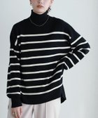 【ピエロ/Pierrot】の吸湿発熱 選べるネックサイドスリットニット 163cm / ブラック×アイボリー / ハイネック / M|ID: prp329100003783197 ipo3291000000034411753