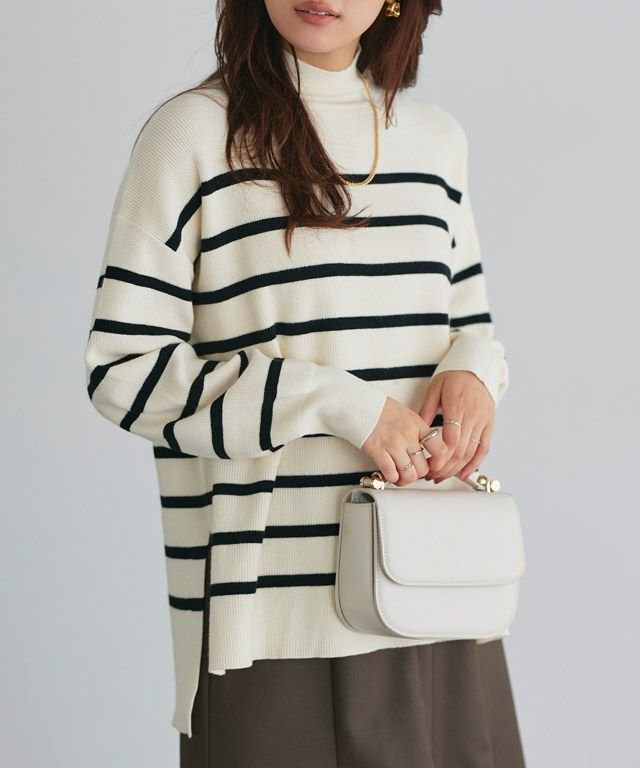 【ピエロ/Pierrot】の吸湿発熱 選べるネックサイドスリットニット インテリア・キッズ・メンズ・レディースファッション・服の通販 founy(ファニー) ファッション Fashion レディースファッション Fashion for Women トップス・カットソー Cut & Sew Tops ニット Knit Tops & Sweaters スリット Slit, Slit Detail ハイネック High Neck, Mock Neck プチプライス・低価格 Affordable / Budget Price エレガント 上品 Elegant 166cm / アイボリー×ブラック / ハイネック / M|ID: prp329100003783197 ipo3291000000034411757