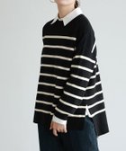 【ピエロ/Pierrot】の吸湿発熱 選べるネックサイドスリットニット 163cm / ブラック×アイボリー / クルーネック / M|ID: prp329100003783197 ipo3291000000034889152