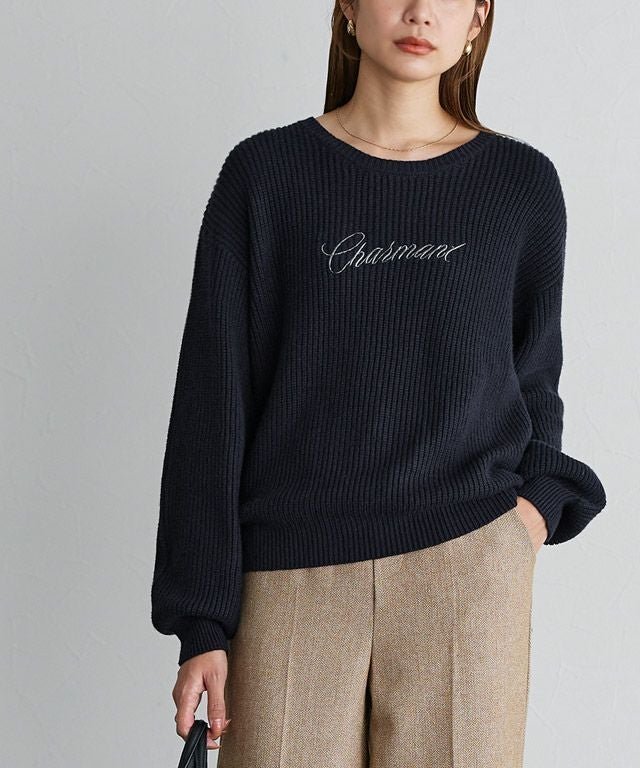 【ピエロ/Pierrot】の刺繍ロゴニット 人気、トレンドファッション・服の通販 founy(ファニー) 　ファッション　Fashion　レディースファッション　Fashion for Women　トップス・カットソー　Cut & Sew Tops　ニット　Knit Tops & Sweaters　プチプライス・低価格　Affordable / Budget Price　畦　Ribbed Knit　 other-1|ID: prp329100003783245 ipo3291000000036040608