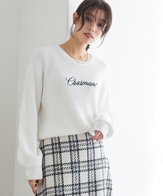 【ピエロ/Pierrot】の刺繍ロゴニット インテリア・キッズ・メンズ・レディースファッション・服の通販 founy(ファニー) 　ファッション　Fashion　レディースファッション　Fashion for Women　トップス・カットソー　Cut & Sew Tops　ニット　Knit Tops & Sweaters　プチプライス・低価格　Affordable / Budget Price　畦　Ribbed Knit　刺繍ロゴニット|ID: prp329100003783245 ipo3291000000036040615