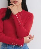 【ピエロ/Pierrot】の選べるデザイン袖ボタンリブニット 162cm / A /レッド / クルーネック / M|ID: prp329100003783253 ipo3291000000034911594