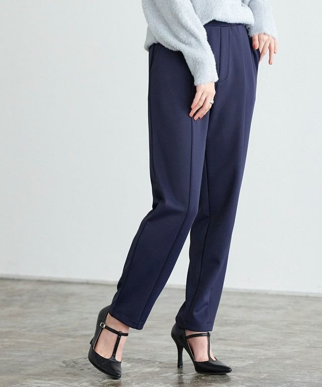 【ピエロ/Pierrot】のダンボールテーパードパンツ インテリア・キッズ・メンズ・レディースファッション・服の通販 founy(ファニー) 　ファッション　Fashion　レディースファッション　Fashion for Women　パンツ　Pants & Trousers　フロント　Front, Front Design　プチプライス・低価格　Affordable / Budget Price　エレガント 上品　Elegant　切替　Switching, Contrast Panel　ネイビー|ID: prp329100003783283 ipo3291000000035589536