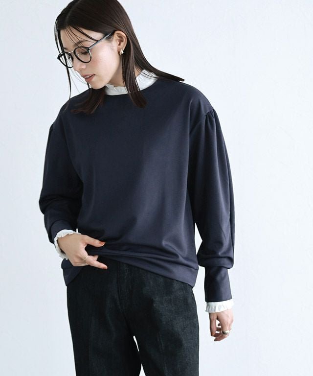 【ピエロ/Pierrot】のポンチボリュームスリーブカットソー インテリア・キッズ・メンズ・レディースファッション・服の通販 founy(ファニー) 　ファッション　Fashion　レディースファッション　Fashion for Women　トップス・カットソー　Cut & Sew Tops　カットソー・ベーシックTシャツ　Cut-and-Sewn Tops / Stretch Tees & Basics　ボリューム袖・フリルスリーブブラウス　Voluminous & Ruffle Sleeves / Puffy Sleeve Tops　ギャザー　Gathered, Ruffled　プチプライス・低価格　Affordable / Budget Price　ネイビー|ID: prp329100003783370 ipo3291000000036040049