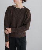 【ピエロ/Pierrot】のパールネックニット ブラウン|ID: prp329100003783400 ipo3291000000036043419