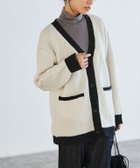 【ピエロ/Pierrot】のダイヤ柄配色カーディガン オフホワイト×ブラック|ID: prp329100003783402 ipo3291000000036043440