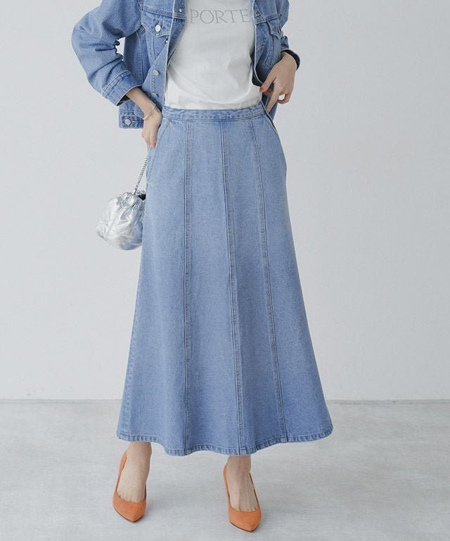 【ピエロ/Pierrot】のデニムフレアスカート インテリア・キッズ・メンズ・レディースファッション・服の通販 founy(ファニー) 　ファッション　Fashion　レディースファッション　Fashion for Women　スカート　Skirts　Aライン・フレアスカート　A-Line & Flared Skirts　ウォッシュ　Washed Finish　デニム　Denim, Jeans Material　フレア　Flare, Flared　プチプライス・低価格　Affordable / Budget Price　ブルー|ID: prp329100003808084 ipo3291000000035934362