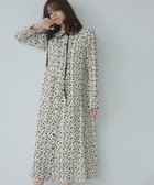 【ピエロ/Pierrot】の選べる柄配色リボンピンタックワンピース 花柄/アイボリー×ブラック|ID: prp329100003808087 ipo3291000000036276057