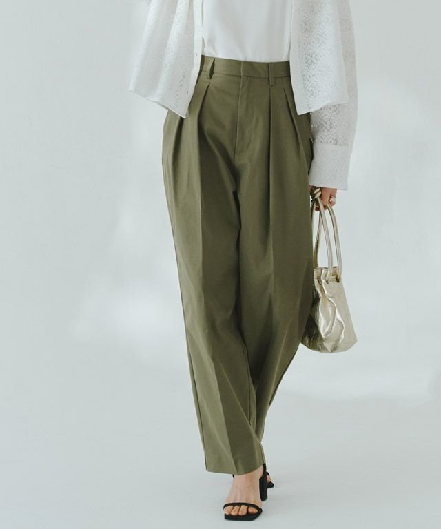 【ピエロ/Pierrot】のRASW ダブルタックバレルパンツ インテリア・キッズ・メンズ・レディースファッション・服の通販 founy(ファニー) 　ファッション　Fashion　レディースファッション　WOMEN　パンツ　Pants　センター　Center　ダブル　Double　トレンド　Trend　フォルム　Form　プチプライス・低価格　Affordable　エレガント 上品　Elegant　再入荷　Restock/Back In Stock/Re Arrival　165cm / カーキ / M|ID: prp329100003828886 ipo3291000000032210290