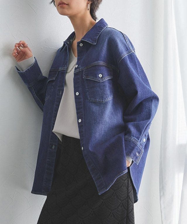 【ピエロ/Pierrot】のRASW デニムシャツジャケット インテリア・キッズ・メンズ・レディースファッション・服の通販 founy(ファニー) ファッション Fashion レディースファッション Fashion for Women アウター Coat / Outerwear Collection レディースジャケット・軽アウター Jackets 送料無料 Free Shipping ジャケット Jacket, Outerwear ストレッチ Stretch, Stretchy Fabric デニム Denim, Jeans Material フラップ Flap, Flap Pocket プチプライス・低価格 Affordable / Budget Price ヨーク Yoke, Yoke Design ルーズ Loose, Oversized エレガント 上品 Elegant 166cm / ミッドブルー/シルバー / M|ID: prp329100003828889 ipo3291000000035934462