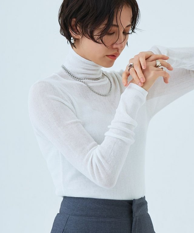 【ピエロ/Pierrot】のRASW シアーリブハイネックニット インテリア・キッズ・メンズ・レディースファッション・服の通販 founy(ファニー) 　ファッション　Fashion　レディースファッション　Fashion for Women　トップス・カットソー　Cut & Sew Tops　ニット　Knit Tops & Sweaters　おすすめ　Recommended / Our Picks　フィット　Fit, Slim Fit　プチプライス・低価格　Affordable / Budget Price　165cm / オフホワイト / M|ID: prp329100003828899 ipo3291000000032262022