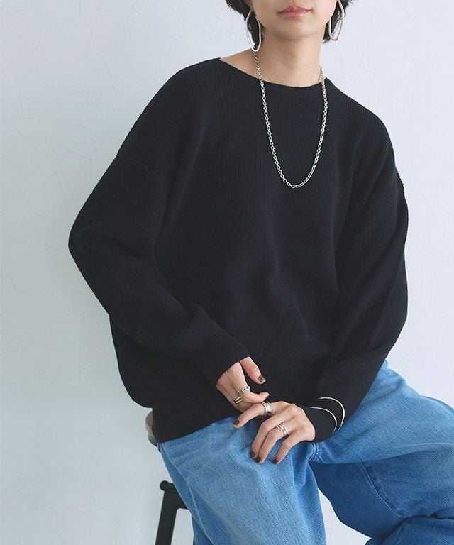 【ピエロ/Pierrot】のRASW 綿100%クルーネックニット インテリア・キッズ・メンズ・レディースファッション・服の通販 founy(ファニー) 　ファッション　Fashion　レディースファッション　Fashion for Women　トップス・カットソー　Cut & Sew Tops　ニット　Knit Tops & Sweaters　プチプライス・低価格　Affordable / Budget Price　ロング　Long, Long-Length　畦　Ribbed Knit　[RASW] 綿100%クルーネックニット|ID: prp329100003828902 ipo3291000000036041893