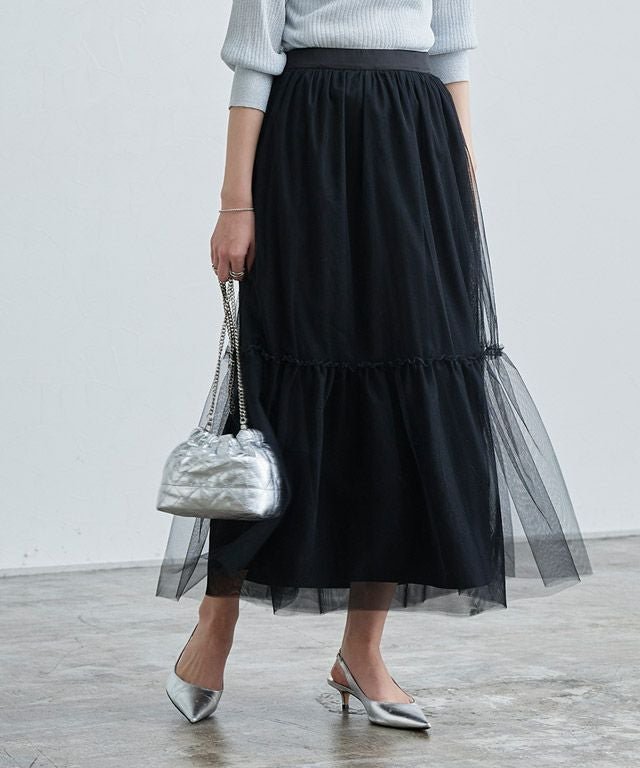 【ピエロ/Pierrot】の【アウトレットSALE!】ティアードチュールスカート 人気、トレンドファッション・服の通販 founy(ファニー) 　ファッション　Fashion　レディースファッション　Fashion for Women　スカート　Skirts　アウトレット　Outlet / Clearance　おすすめ　Recommended / Our Picks　スウェット / スエット　Sweatshirt, Sweatwear　ダウン　Down, Puffer　チュール　Tulip, Tulip Motif　フェミニン　Feminine, Girly　プチプライス・低価格　Affordable / Budget Price　 other-1|ID: prp329100003839633 ipo3291000000035934578