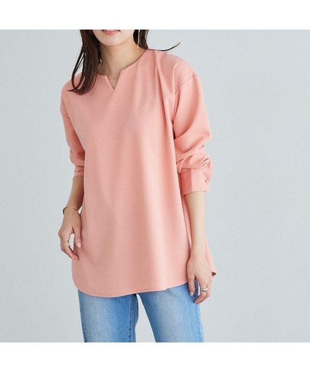 【ピエロ/Pierrot】のキーネックチュニックTブラウス インテリア・キッズ・メンズ・レディースファッション・服の通販 founy(ファニー) ファッション Fashion レディースファッション Fashion for Women トップス・カットソー Cut & Sew Tops シャツ・ブラウス・オフィスカジュアル Elegant Blouses & Button-Ups カットソー Cut and Sewn Top シンプル Simple, Minimal ジョーゼット Georgette, Semi-Sheer Fabric チュニック Tunic, Long Top プチプライス・低価格 Affordable / Budget Price オレンジピンク|ID: prp329100003845352 ipo3291000000036042123
