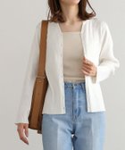 【ピエロ/Pierrot】のキーネックリブニットカーディガン 163cm / オフホワイト / M|ID: prp329100003861788 ipo3291000000036318128