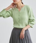 【ピエロ/Pierrot】のキーネックリブニットカーディガン 163cm / ミント / M|ID: prp329100003861788 ipo3291000000036318130
