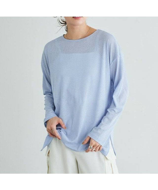 【ピエロ/Pierrot】のシアーロングスリーブTシャツ インテリア・キッズ・メンズ・レディースファッション・服の通販 founy(ファニー) 　ファッション　Fashion　レディースファッション　WOMEN　トップス・カットソー　Tops/Tshirt　シャツ/ブラウス　Shirts/Blouses　ロング / Tシャツ　T-Shirts　送料無料　Free Shipping　インナー　Inner　シアー　Sheer　トレンド　Trend　プチプライス・低価格　Affordable　ベスト　Vest　ベーシック　Basic　再入荷　Restock/Back In Stock/Re Arrival　167cm / サックス / M|ID: prp329100003866435 ipo3291000000030638869