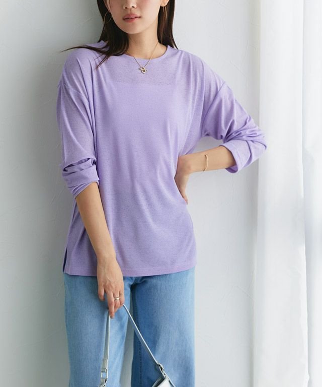 【ピエロ/Pierrot】のシアーロングスリーブTシャツ インテリア・キッズ・メンズ・レディースファッション・服の通販 founy(ファニー) 　ファッション　Fashion　レディースファッション　WOMEN　トップス・カットソー　Tops/Tshirt　シャツ/ブラウス　Shirts/Blouses　ロング / Tシャツ　T-Shirts　送料無料　Free Shipping　インナー　Inner　シアー　Sheer　トレンド　Trend　プチプライス・低価格　Affordable　ベスト　Vest　ベーシック　Basic　再入荷　Restock/Back In Stock/Re Arrival　166cm / ラベンダー / M|ID: prp329100003866435 ipo3291000000030638872