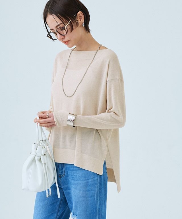 【ピエロ/Pierrot】のRASW シアーボートネックニット インテリア・キッズ・メンズ・レディースファッション・服の通販 founy(ファニー) 　ファッション　Fashion　レディースファッション　Ladies' Fashion Online　トップス・カットソー　Tops/Tshirt　ニット　Knit Tops　スリット　Slit　デコルテ　Decolletage　プチプライス・低価格　Affordable　エレガント 上品　Elegant　165cm / 杢ライトベージュ / M|ID: prp329100003872146 ipo3291000000032604924
