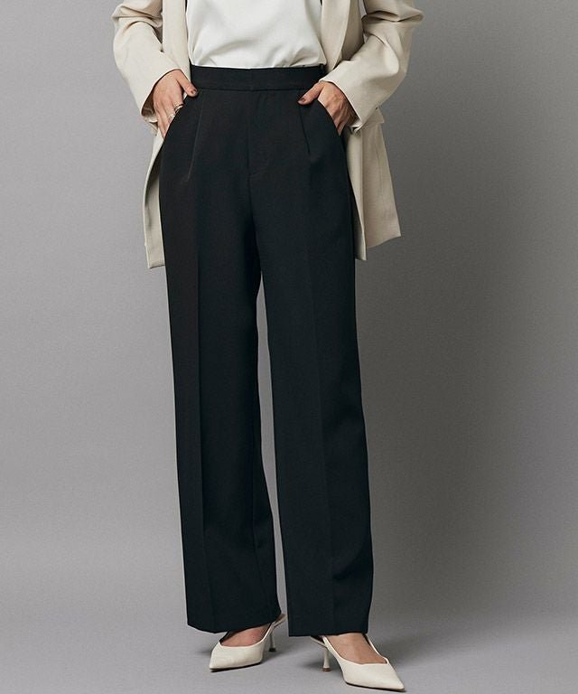 【ピエロ/Pierrot】のRASW センタープレスリラックスパンツ インテリア・キッズ・メンズ・レディースファッション・服の通販 founy(ファニー) 　ファッション　Fashion　レディースファッション　Fashion for Women　パンツ　Pants & Trousers　ストレート　Straight, Straight Cut　センター　Center, Center Line　フィット　Fit, Slim Fit　プチプライス・低価格　Affordable / Budget Price　エレガント 上品　Elegant　166cm / ブラック / M|ID: prp329100003872148 ipo3291000000036125439