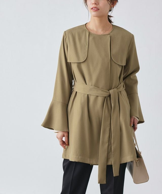 【ピエロ/Pierrot】のフレアスリーブライトアウター インテリア・キッズ・メンズ・レディースファッション・服の通販 founy(ファニー) 　ファッション　Fashion　レディースファッション　Fashion for Women　アウター　Coat / Outerwear Collection　レディースジャケット・軽アウター　Jackets　スリーブ　Sleeve, Long Sleeve / Short Sleeve　フレア　Flare, Flared　プチプライス・低価格　Affordable / Budget Price　ミドル　Middle Length, Mid Height　ロング　Long, Long-Length　167cm / ベージュ / M|ID: prp329100003876296 ipo3291000000036123749