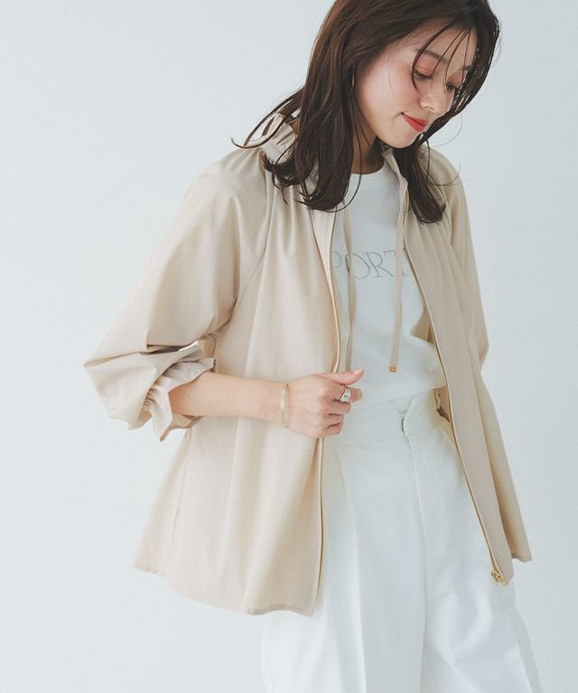 【ピエロ/Pierrot】のフリルギャザーブルゾン インテリア・キッズ・メンズ・レディースファッション・服の通販 founy(ファニー) 　ファッション　Fashion　レディースファッション　Ladies' Fashion Online　アウター　Coat Outerwear　ジャケット　Jackets　ブルゾン　Blouson/Jackets　スリーブ　Sleeve　フェミニン　Feminine　フリル　Frills　プチプライス・低価格　Affordable　ベーシック　Basic　ライトベージュ|ID: prp329100003881659 ipo3291000000032604796