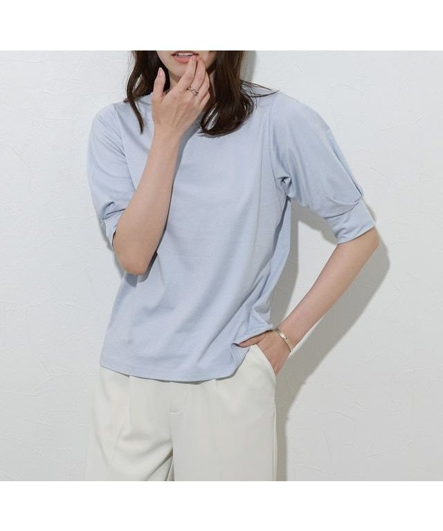 【ピエロ/Pierrot】の接触冷感パフスリーブTシャツ インテリア・キッズ・メンズ・レディースファッション・服の通販 founy(ファニー) 　ファッション　Fashion　レディースファッション　WOMEN　トップス・カットソー　Tops/Tshirt　シャツ/ブラウス　Shirts/Blouses　ロング / Tシャツ　T-Shirts　送料無料　Free Shipping　カットソー　Cut And Sew　カフス　Cuffs　シンプル　Simple　スリーブ　Sleeve　プチプライス・低価格　Affordable　エレガント 上品　Elegant　167cm / ライトブルー / M|ID: prp329100003889036 ipo3291000000032051923