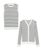 【ピエロ/Pierrot】のノースリーブリブニットアンサンブル オフホワイト×ブラック|ID: prp329100003889043 ipo3291000000036046270