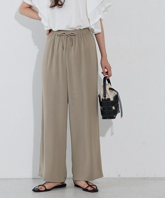 【ピエロ/Pierrot】の接触冷感イージーパンツ インテリア・キッズ・メンズ・レディースファッション・服の通販 founy(ファニー) 　ファッション　Fashion　レディースファッション　Fashion for Women　パンツ　Pants & Trousers　おすすめ　Recommended / Our Picks　トレンド　Trend, Trending Now　ドット　Polka Dot, Dot Pattern　プチプライス・低価格　Affordable / Budget Price　リボン　Ribbon, Bow　ワイド　Wide, Wide Fit　吸水　Absorbent, Quick-Dry　旅行　Travel　無地　Plain, Solid Color　166cm / モカベージュ / M|ID: prp329100003899526 ipo3291000000036124050