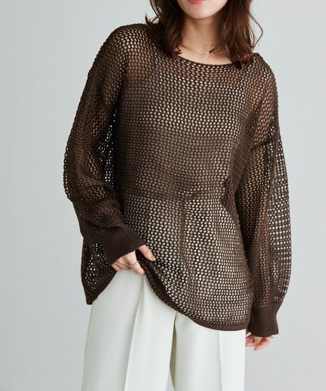 【ピエロ/Pierrot】の【アウトレットSALE!】メッシュルーズニット インテリア・キッズ・メンズ・レディースファッション・服の通販 founy(ファニー) ファッション Fashion レディースファッション Fashion for Women トップス・カットソー Cut & Sew Tops ニット Knit Tops & Sweaters アウトレット Outlet / Clearance キャミソール Camisole, Spaghetti Strap Top タンク Tank Top, Sleeveless Top プチプライス・低価格 Affordable / Budget Price メッシュ Mesh, Net Fabric エレガント 上品 Elegant ブラウン|ID: prp329100003899528 ipo3291000000036124075