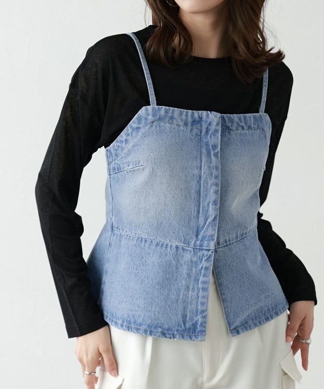 【ピエロ/Pierrot】のデニムビスチェ インテリア・キッズ・メンズ・レディースファッション・服の通販 founy(ファニー) 　ファッション　Fashion　レディースファッション　WOMEN　トップス・カットソー　Tops/Tshirt　ビスチェ　Bustier　おすすめ　Recommend　セットアップ　Set Up　デニム　Denim　ビスチェ　Bustier　フレア　Flare　プチプライス・低価格　Affordable　167cm / サックス / M|ID: prp329100003910421 ipo3291000000028907999
