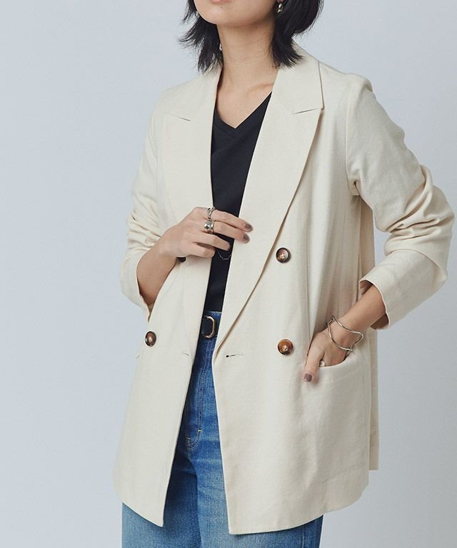 【ピエロ/Pierrot】の【KKfashionさんYouTube紹介アイテム】 RASW ダブルブレストリネンジャケット インテリア・キッズ・メンズ・レディースファッション・服の通販 founy(ファニー) https://founy.com/ ファッション Fashion レディースファッション WOMEN アウター Coat Outerwear ジャケット Jackets 送料無料 Free Shipping ジャケット Jacket プチプライス・低価格 Affordable リネン Linen エレガント 上品 Elegant 定番 Standard |ID: prp329100003910430 ipo3291000000031931348