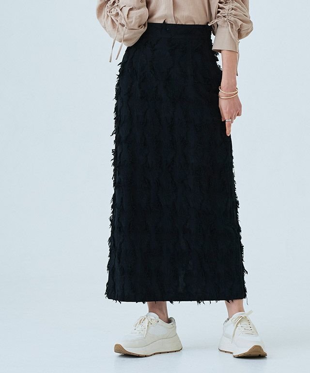 【ピエロ/Pierrot】のRASW フリンジIラインスカート インテリア・キッズ・メンズ・レディースファッション・服の通販 founy(ファニー) https://founy.com/ ファッション Fashion レディースファッション Ladies' Fashion Online スカート Skirt シンプル Simple ストレート Straight スリット Slit トレンド Trend フリンジ Fringe プチプライス・低価格 Affordable |ID: prp329100003910435 ipo3291000000031434954