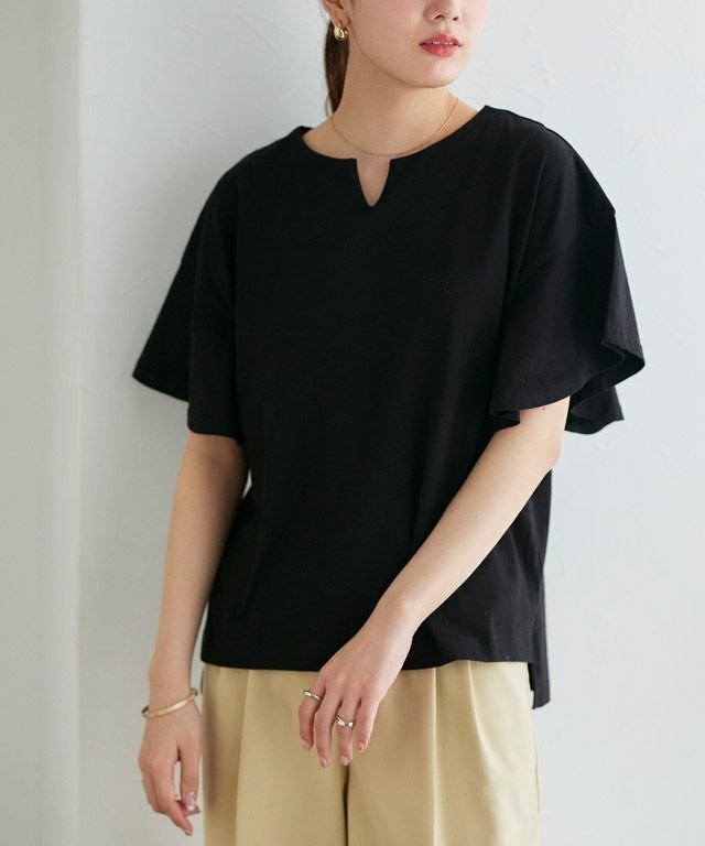 【ピエロ/Pierrot】の【アウトレットSALE!】丈が選べるフレアスリーブキーネックカットソー インテリア・キッズ・メンズ・レディースファッション・服の通販 founy(ファニー) https://founy.com/ ファッション Fashion レディースファッション WOMEN トップス・カットソー Tops/Tshirt カットソー Cut and Sewn 送料無料 Free Shipping アウトレット Outlet スリット Slit スリーブ Sleeve フェミニン Feminine フレア Flare プチプライス・低価格 Affordable ミドル Middle ロング Long |ID: prp329100003921640 ipo3291000000025883759