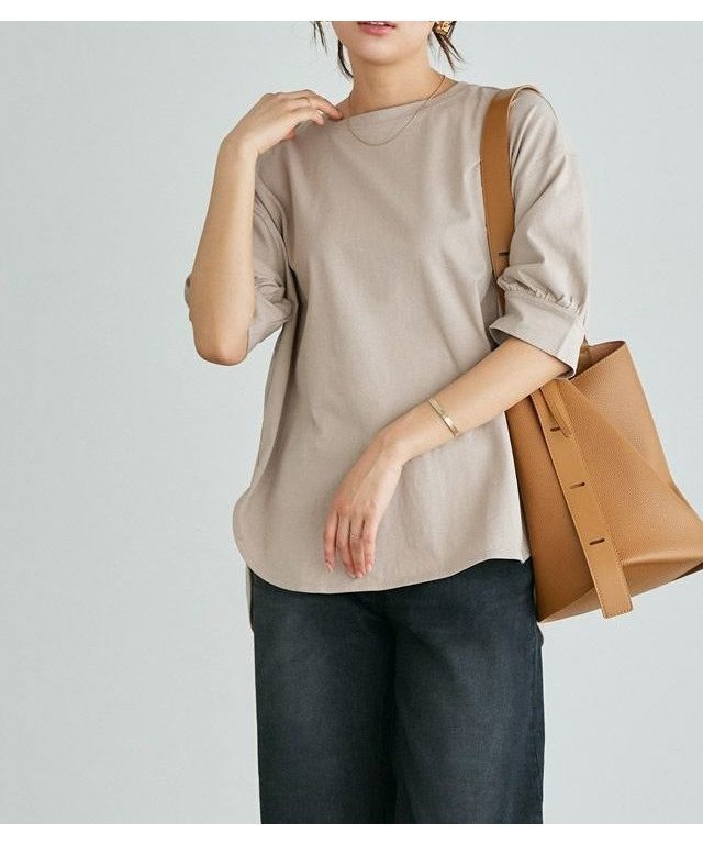 【ピエロ/Pierrot】のパフスリーブチュニックTシャツ インテリア・キッズ・メンズ・レディースファッション・服の通販 founy(ファニー) ファッション Fashion レディースファッション Fashion for Women トップス・カットソー Cut & Sew Tops シャツ・ブラウス・オフィスカジュアル Elegant Blouses & Button-Ups ロングTシャツ・Tシャツ Longline T-Shirts & Tees カットソー Cut and Sewn Top フェミニン Feminine, Girly プチプライス・低価格 Affordable / Budget Price 166cm / サンドベージュ / M|ID: prp329100003921643 ipo3291000000032758691
