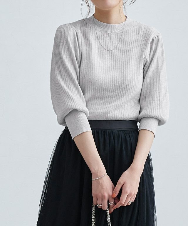 【ピエロ/Pierrot】のラメリブニット インテリア・キッズ・メンズ・レディースファッション・服の通販 founy(ファニー) 　ファッション　Fashion　レディースファッション　Ladies' Fashion Online　トップス・カットソー　Tops/Tshirt　ニット　Knit Tops　トレンド　Trend　ハイネック　High Neck　プチプライス・低価格　Affordable　エレガント 上品　Elegant　シルバー|ID: prp329100003930481 ipo3291000000027488389