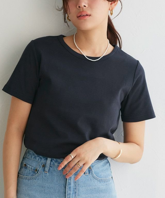【ピエロ/Pierrot】の機能性シンプルTシャツ 【UVカット・接触冷感】[Pierrot] インテリア・キッズ・メンズ・レディースファッション・服の通販 founy(ファニー) 　ファッション　Fashion　レディースファッション　Ladies' Fashion Online　トップス・カットソー　Tops/Tshirt　シャツ/ブラウス　Shirts/Blouses　ロング / Tシャツ　T-Shirts　送料無料　Free Shipping　コンパクト　Compact　シンプル　Simple　プチプライス・低価格　Affordable　166cm / ネイビー / M|ID: prp329100003936926 ipo3291000000032051938